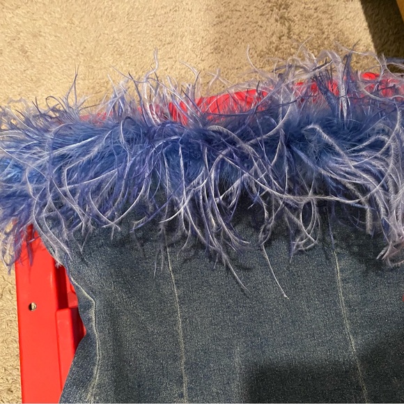 Sexy Jean Feather Dress - Picture 1 of 3